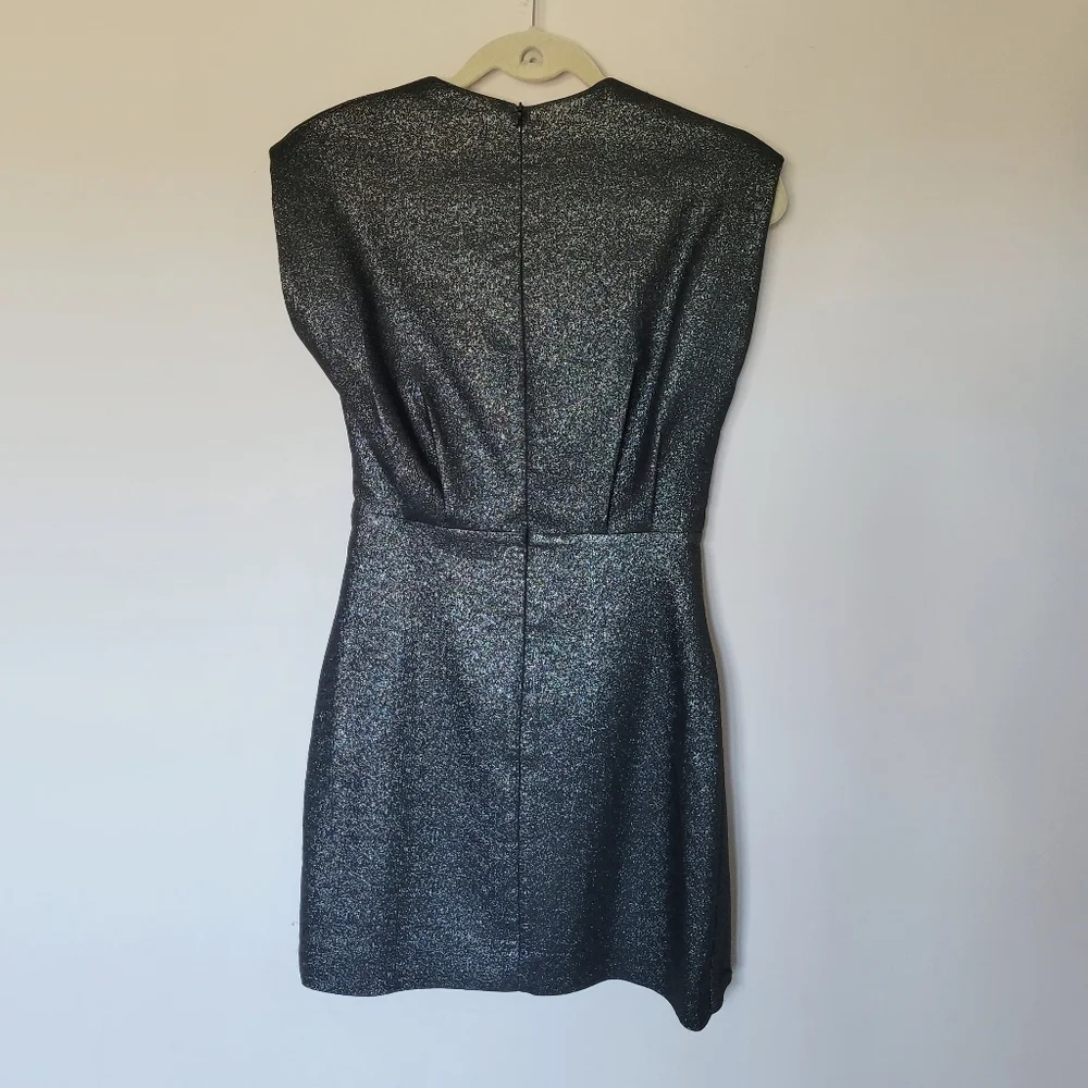 REVOLVE- IRO Dresdi V-Neck Mini Dress. Metallic black bodycon stretch - Picture 7 of 10